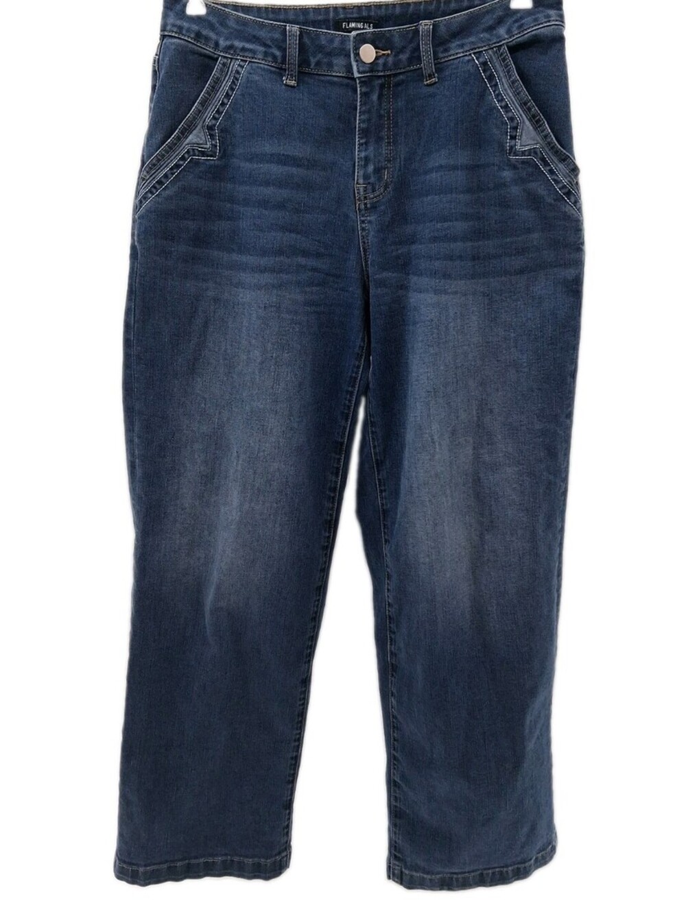 Flamingals Jeans Womens Medium Blue Denim Straight Leg Medium Wash Stretch